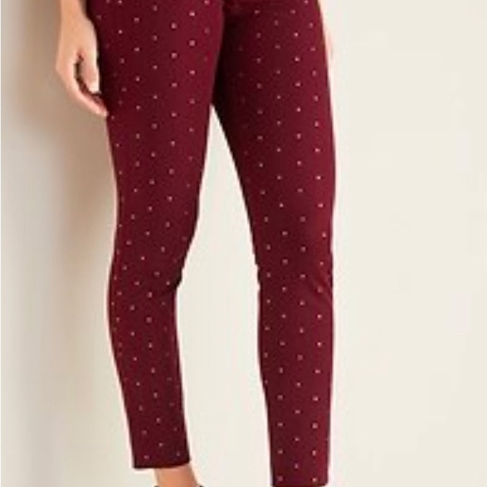 Old Navy Burgundy Polka Dot Ankle Pants